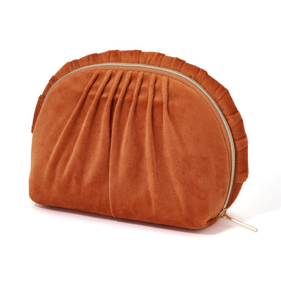 Velour Pleat Pouch Small Orange