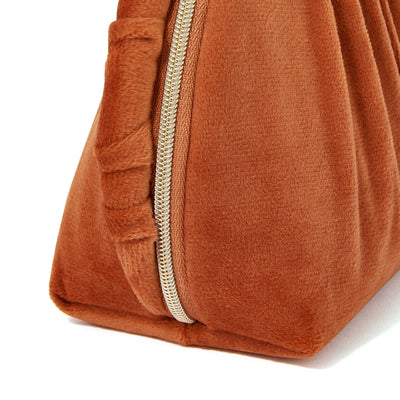 Velour Pleat Pouch Small Orange