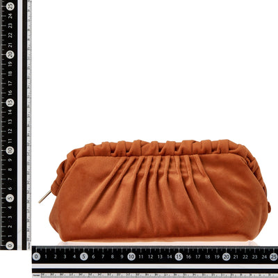 Velour Pleat Wire Pouch Orange
