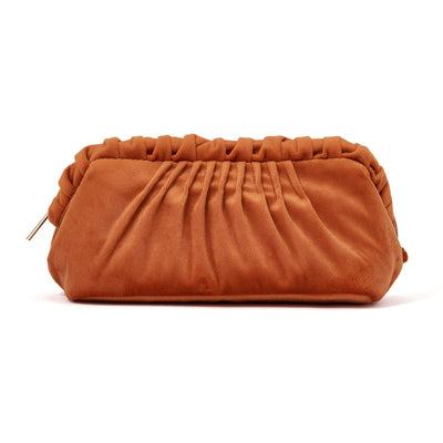 Velour Pleat Wire Pouch Orange
