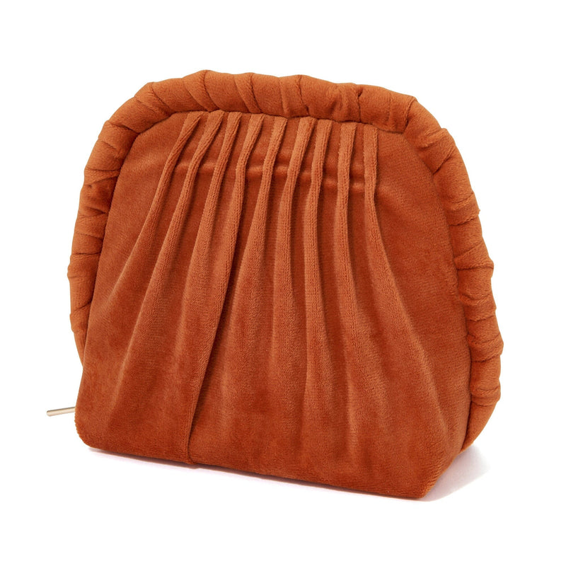 Velour Pleat Stand Pouch Orange