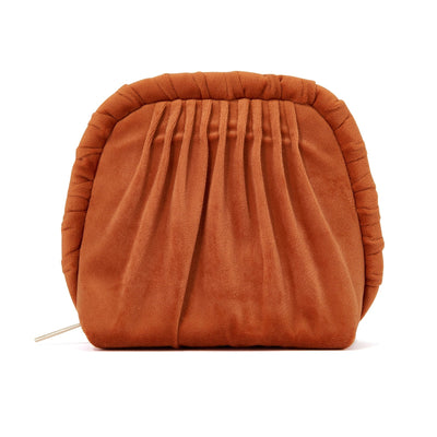 Velour Pleat Stand Pouch Orange