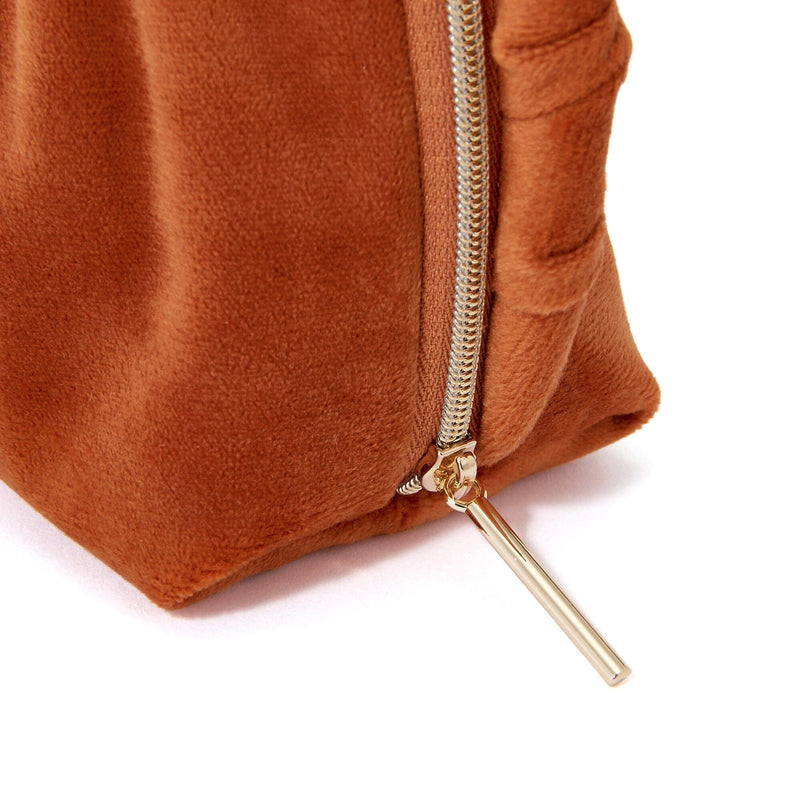 Velour Pleat Stand Pouch Orange