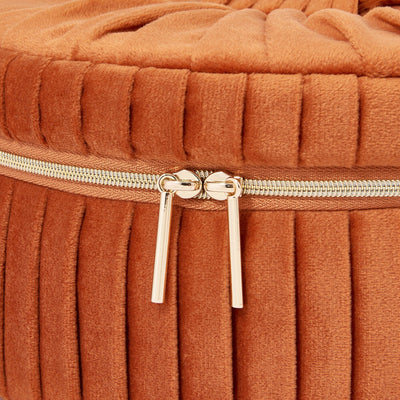 Velour Pleat Vanity Pouch Small Orange