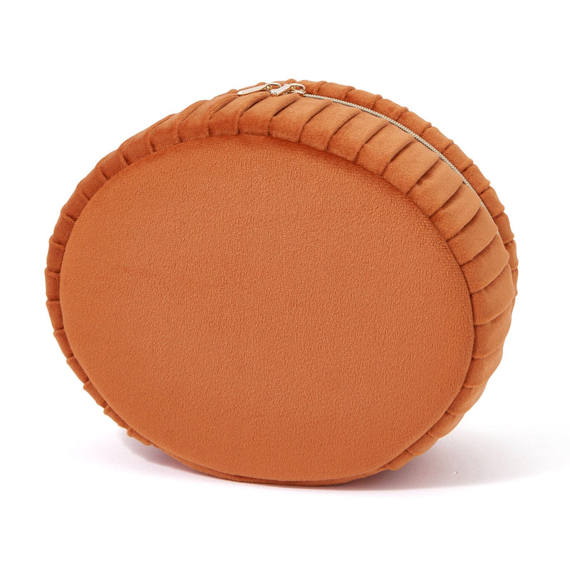 Velour Pleat Vanity Pouch Small Orange