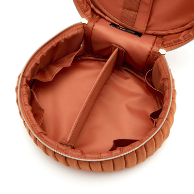 Velour Pleat Vanity Pouch Small Orange