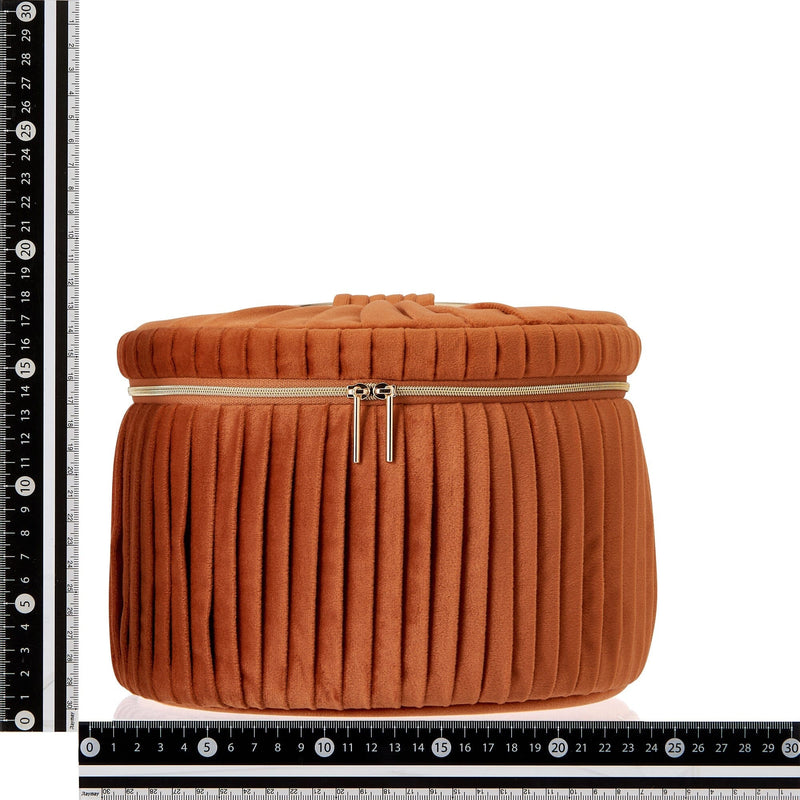 Velour Pleat Vanity Pouch Large Orange