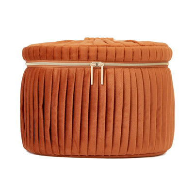 Velour Pleat Vanity Pouch Large Orange