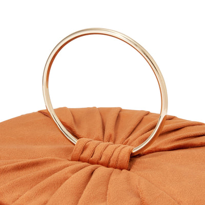 Velour Pleat Vanity Pouch Large Orange