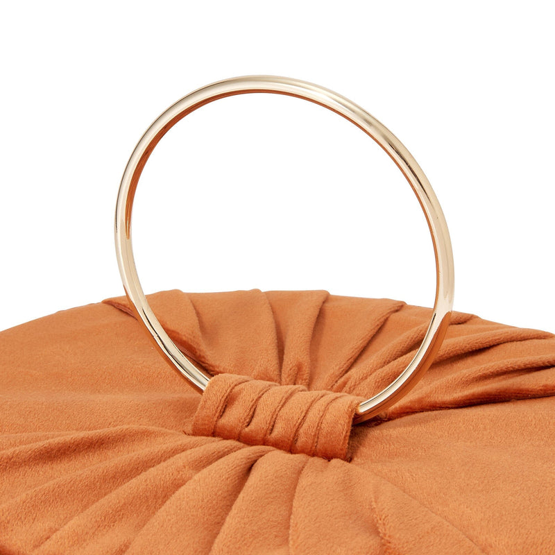 Velour Pleat Vanity Pouch Large Orange