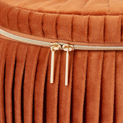 Velour Pleat Vanity Pouch Large Orange