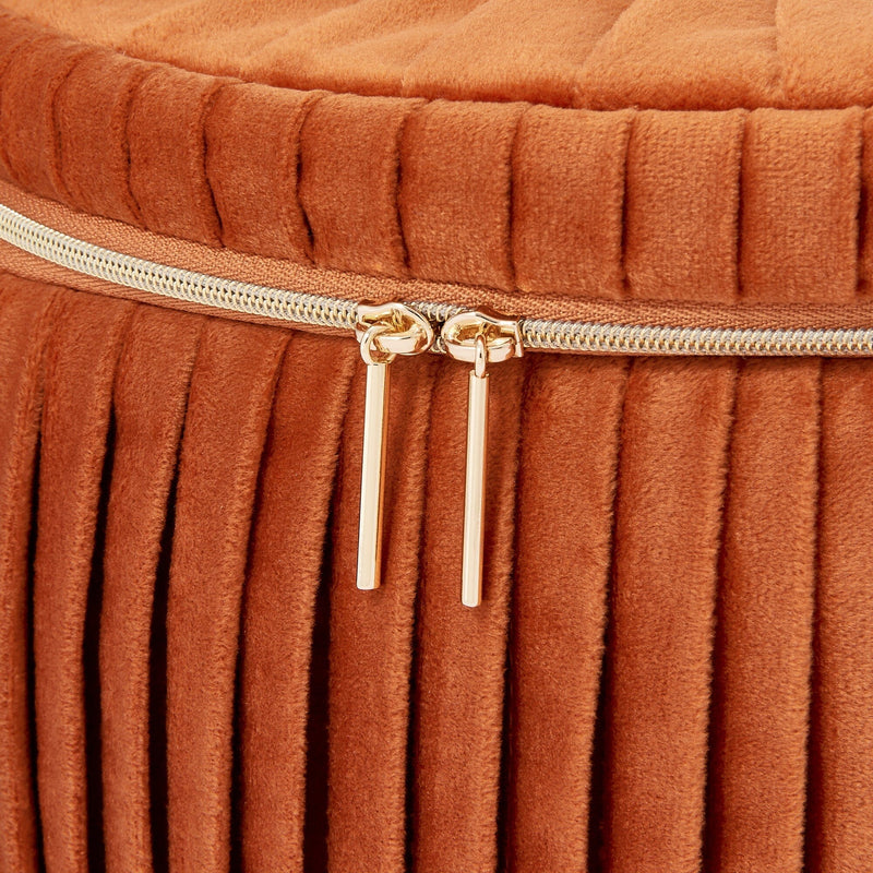 Velour Pleat Vanity Pouch Large Orange