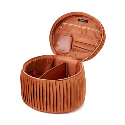 Velour Pleat Vanity Pouch Large Orange