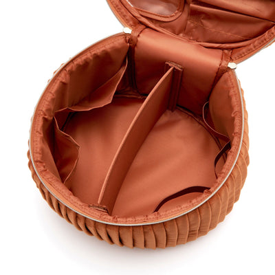 Velour Pleat Vanity Pouch Large Orange