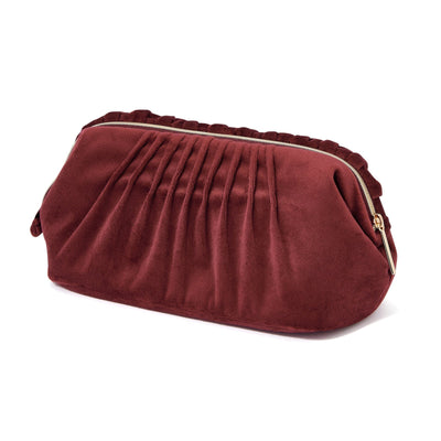 Velour Pleat Wire Pouch Wine