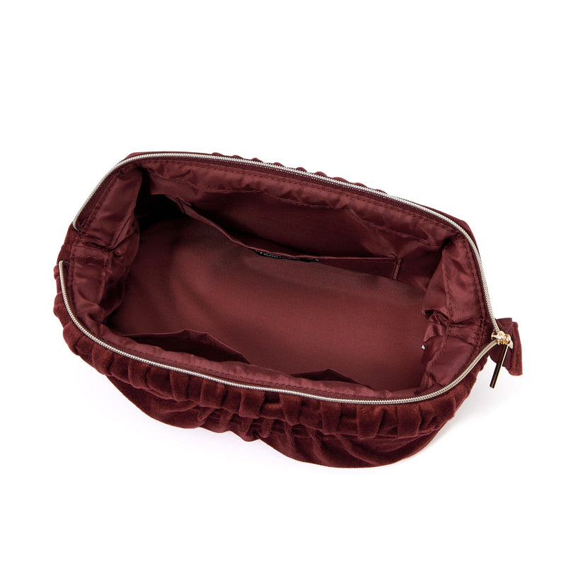 Velour Pleat Wire Pouch Wine