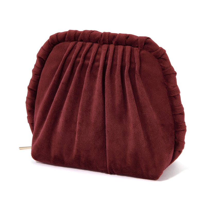 Velour Pleat Stand Pouch Wine