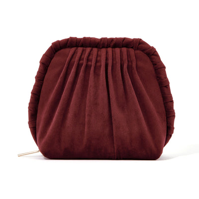 Velour Pleat Stand Pouch Wine