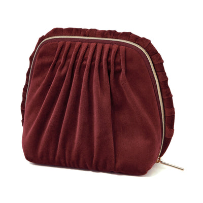 Velour Pleat Stand Pouch Wine