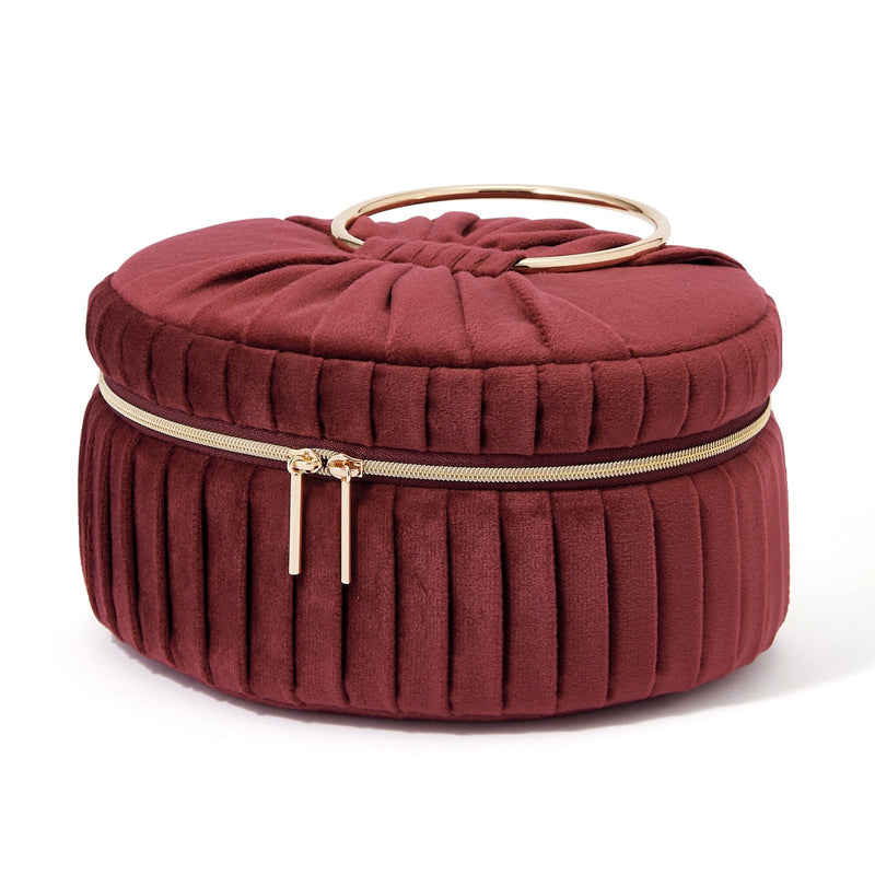 Velour Pleat Vanity Pouch Small Wine
