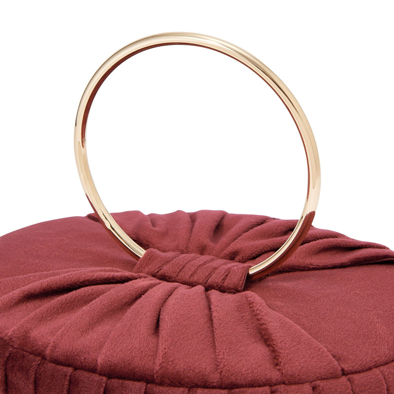 Velour Pleat Vanity Pouch Small Wine