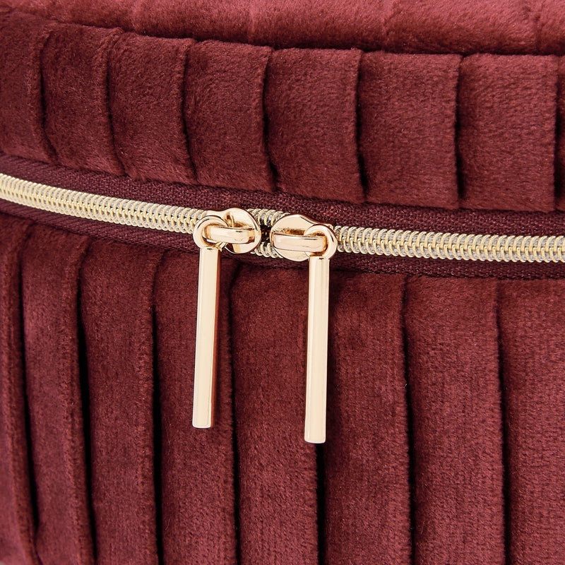 Velour Pleat Vanity Pouch Small Wine