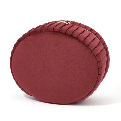 Velour Pleat Vanity Pouch Small Wine