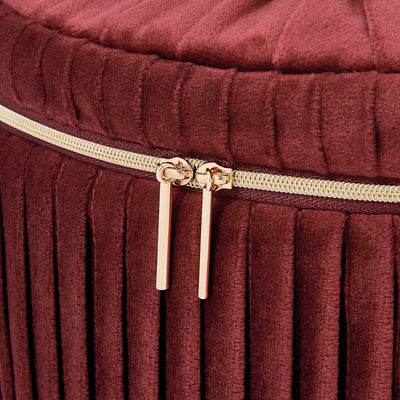 Velour Pleat Vanity Pouch Large Wine