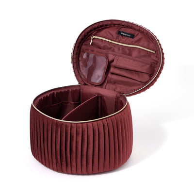 Velour Pleat Vanity Pouch Large Wine