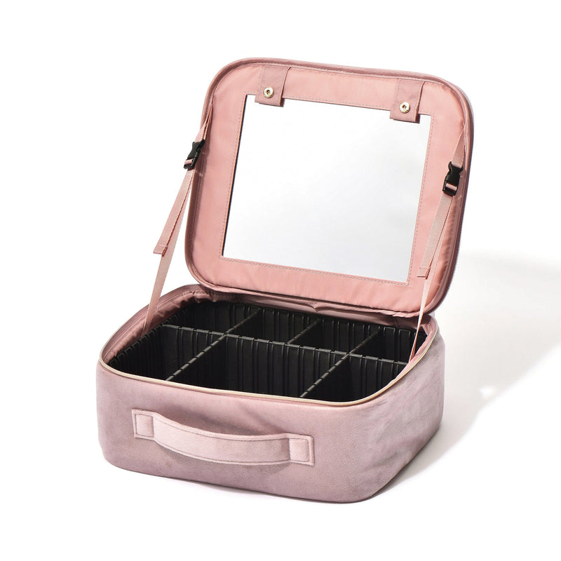 Velour Ribbon Makeup Bag Pink