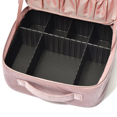 Velour Ribbon Makeup Bag Pink