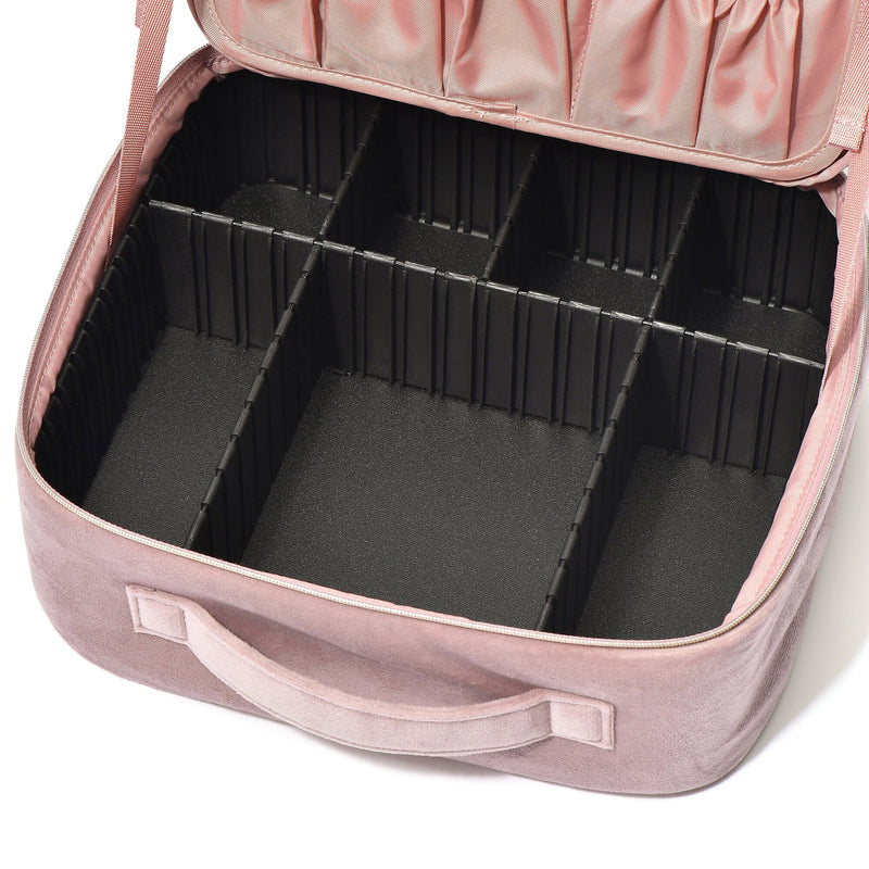 Velour Ribbon Makeup Bag Pink