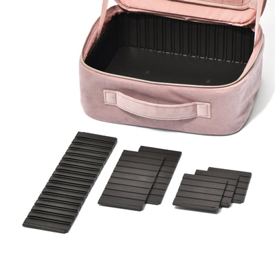 Velour Ribbon Makeup Bag Pink