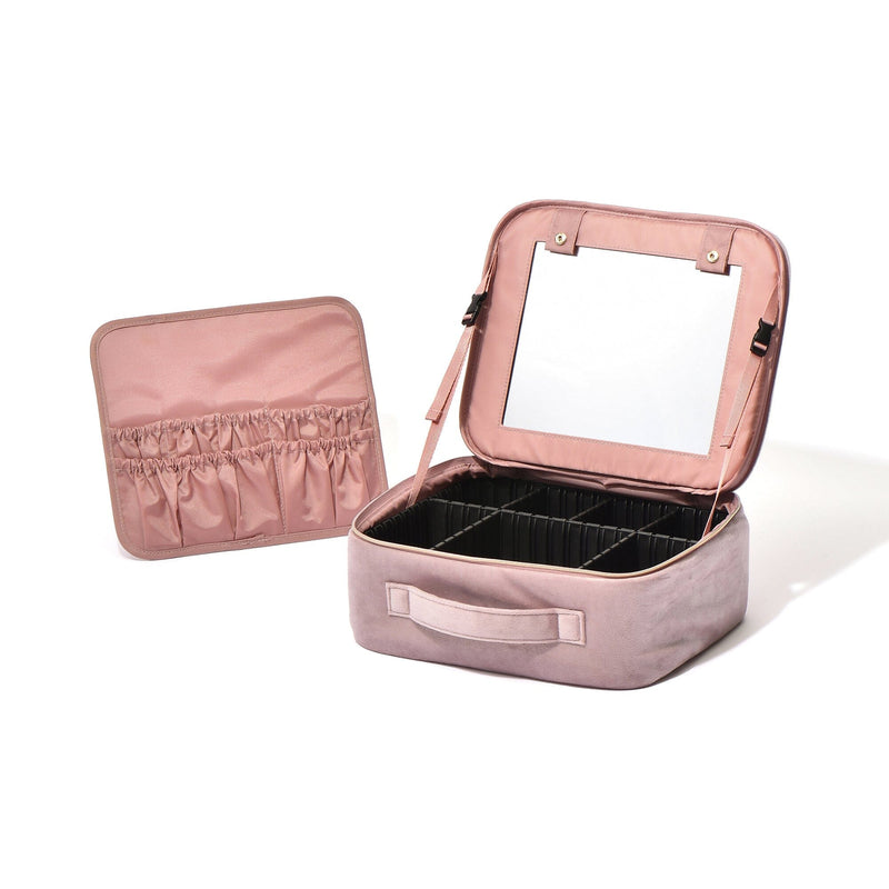 Velour Ribbon Makeup Bag Pink