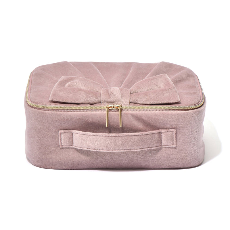 Velour Ribbon Makeup Bag Pink