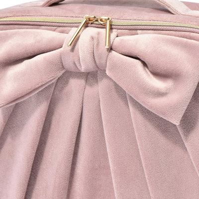 Velour Ribbon Makeup Bag Pink