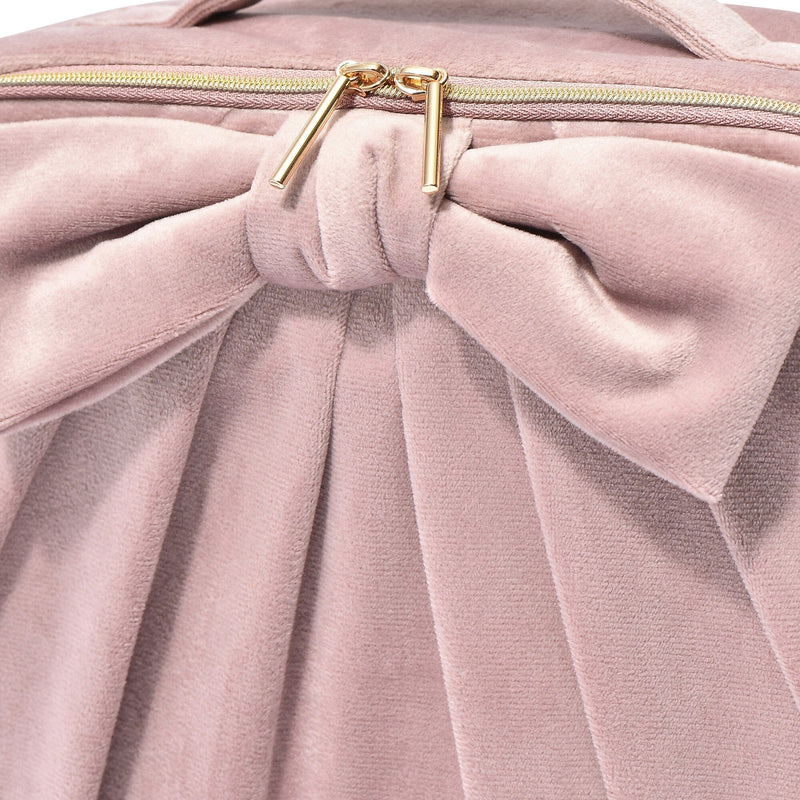 Velour Ribbon Makeup Bag Pink