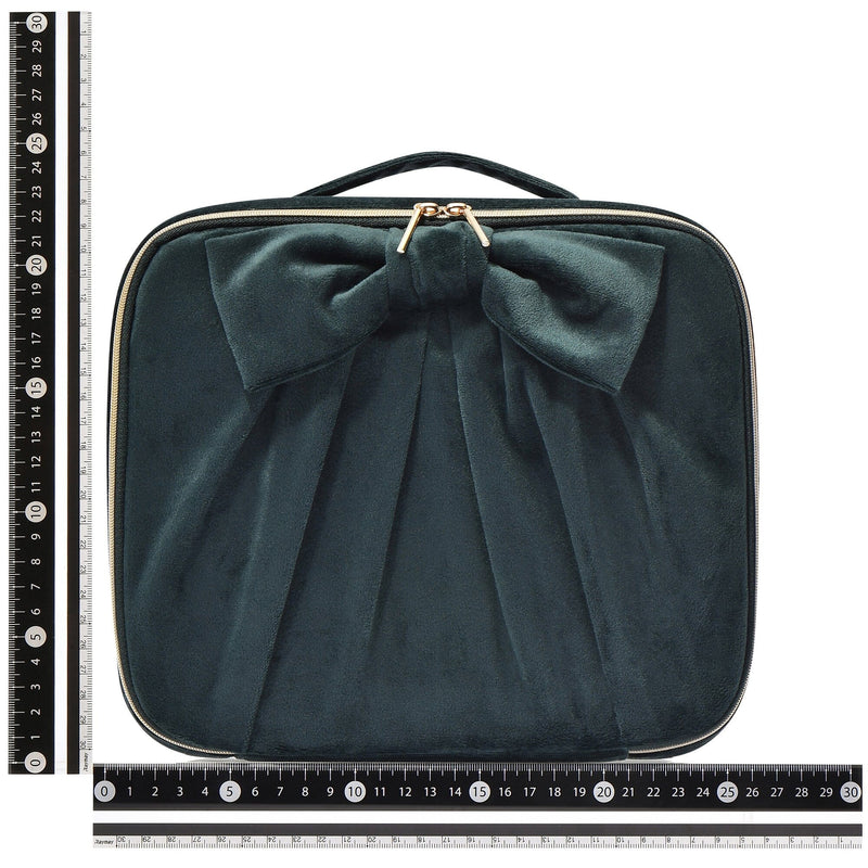 Velour Ribbon Makeup Bag Green