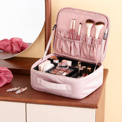 Velour Ribbon Makeup Bag Green