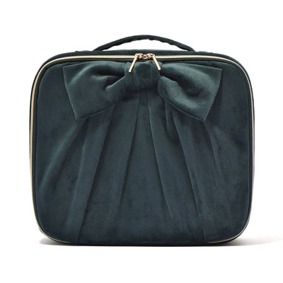 Velour Ribbon Makeup Bag Green