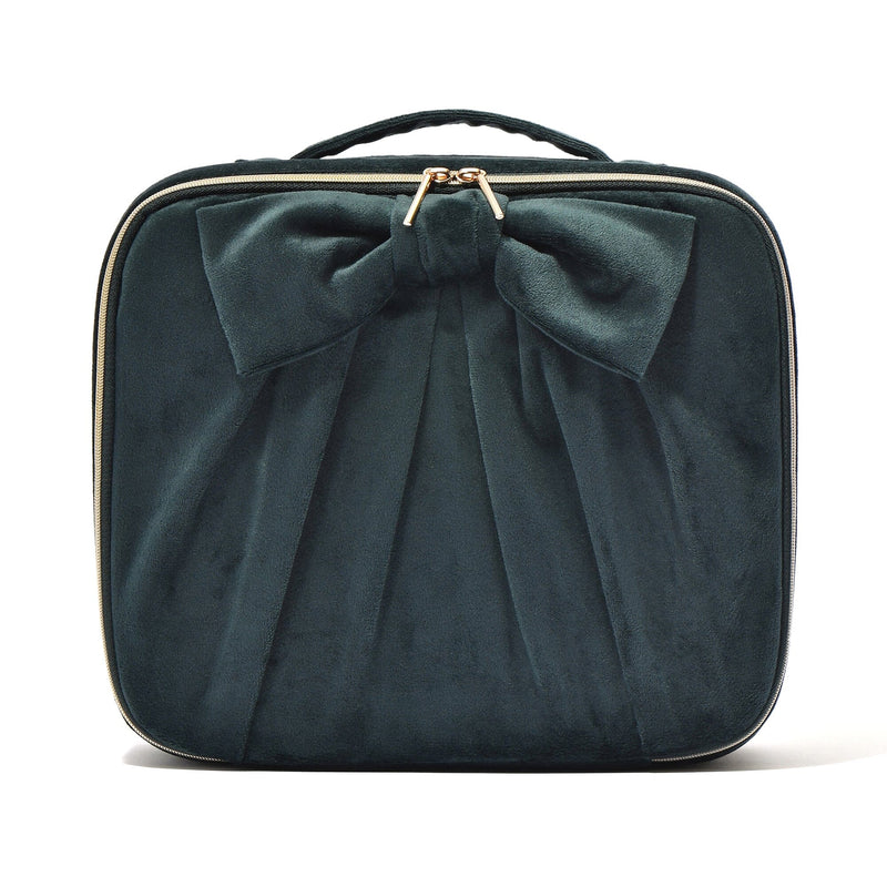 Velour Ribbon Makeup Bag Green