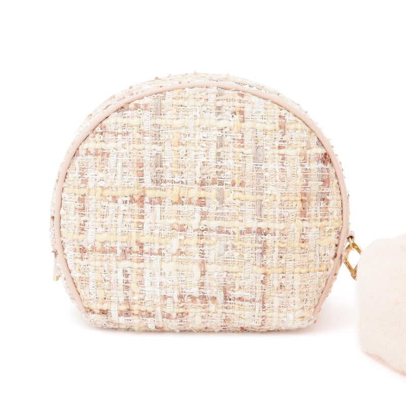 Tweed Fur Pouch Small Light Pink