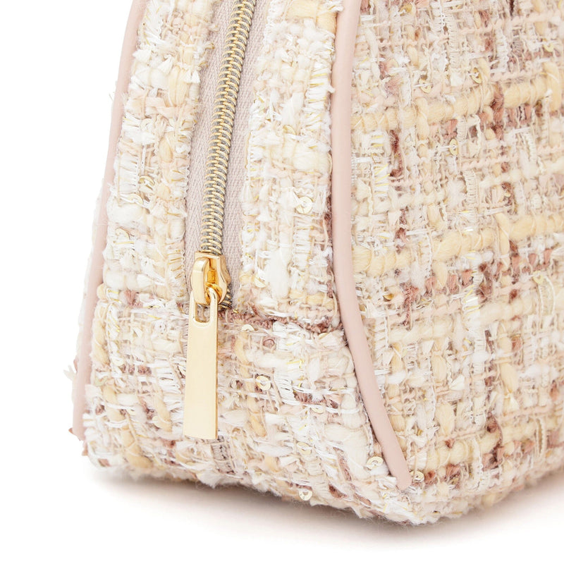 Tweed Fur Pouch Small Light Pink