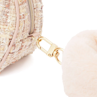 Tweed Fur Pouch Small Light Pink