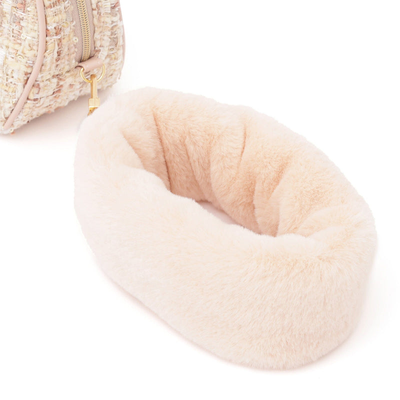 Tweed Fur Pouch Small Light Pink