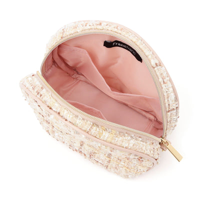 Tweed Fur Pouch Small Light Pink