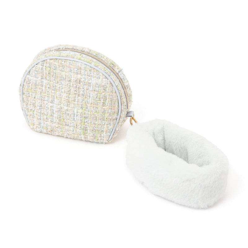 Tweed Fur Pouch Small Light Blue