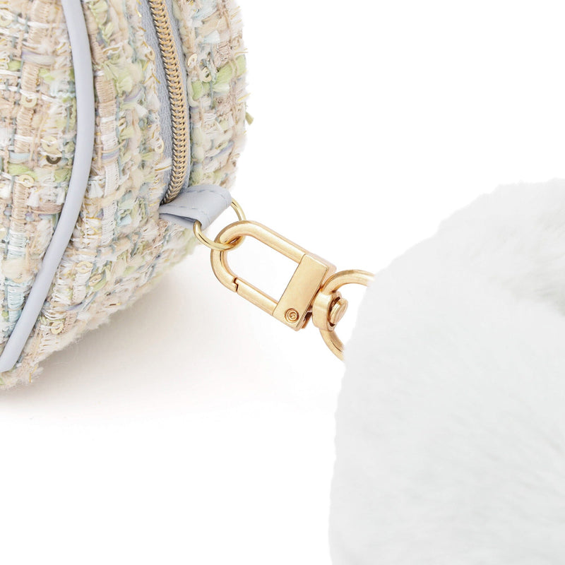 Tweed Fur Pouch Small Light Blue