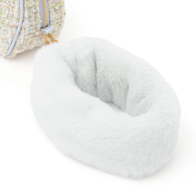 Tweed Fur Pouch Small Light Blue