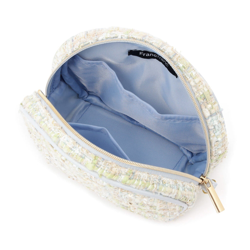 Tweed Fur Pouch Small Light Blue